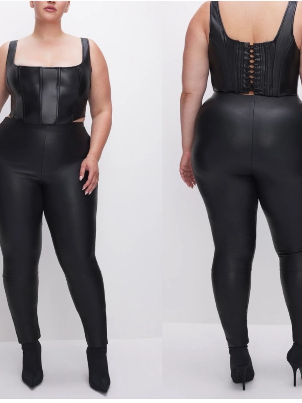 Good American Black Faux Leather Women’s Pull On Pants